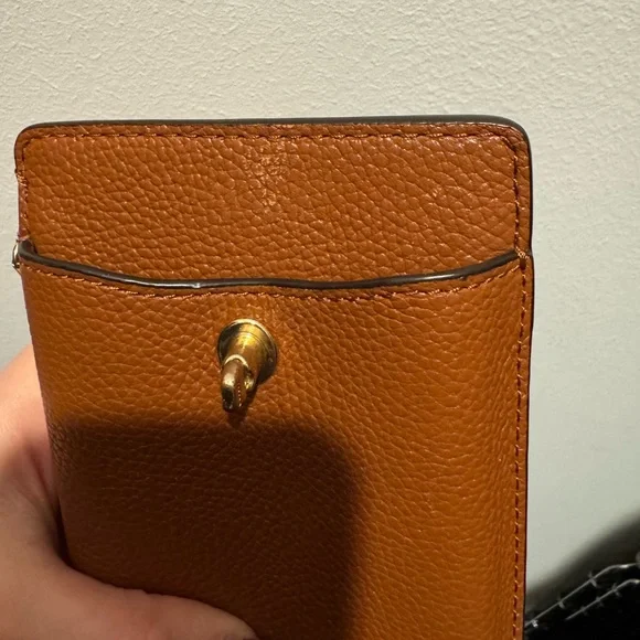 COACH Brown Leather Crossbody Phone Bag - Picture 6 of 15